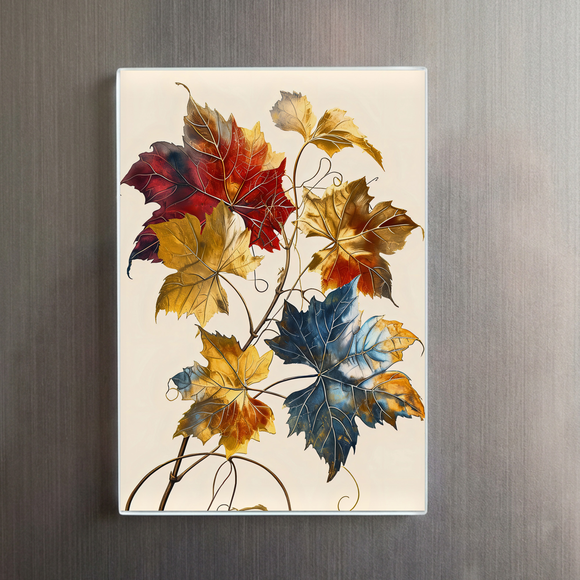 raxxa Glas-Magnet: Pastel-Colored Watercolor Illustration of Vibrant wine Leaves - immagine 2