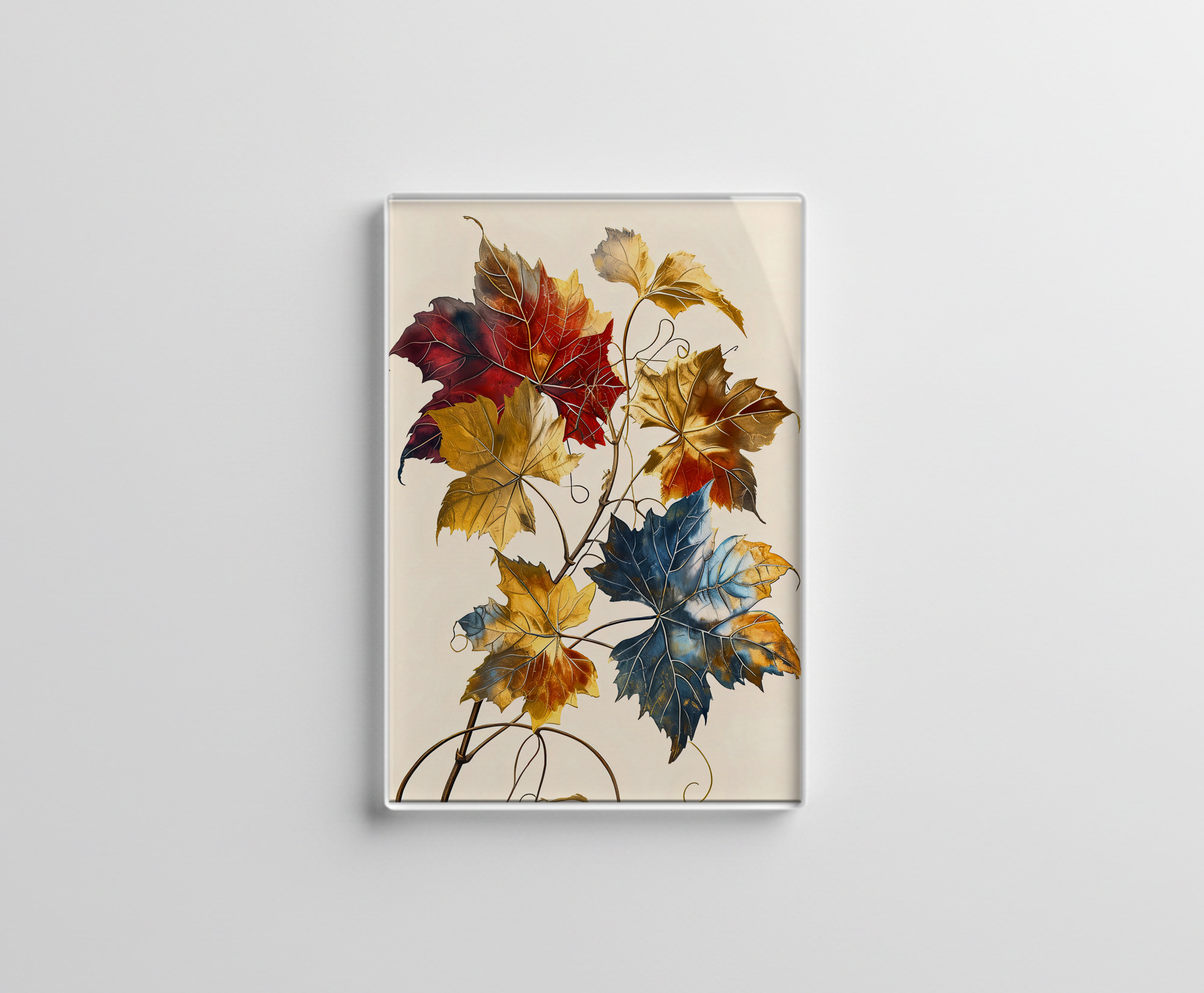 raxxa Glas-Magnet: Pastel-Colored Watercolor Illustration of Vibrant wine Leaves