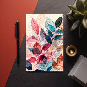 raxxa Postkarte: Pastel-Colored Watercolor Illustration of Vibrant Leaves