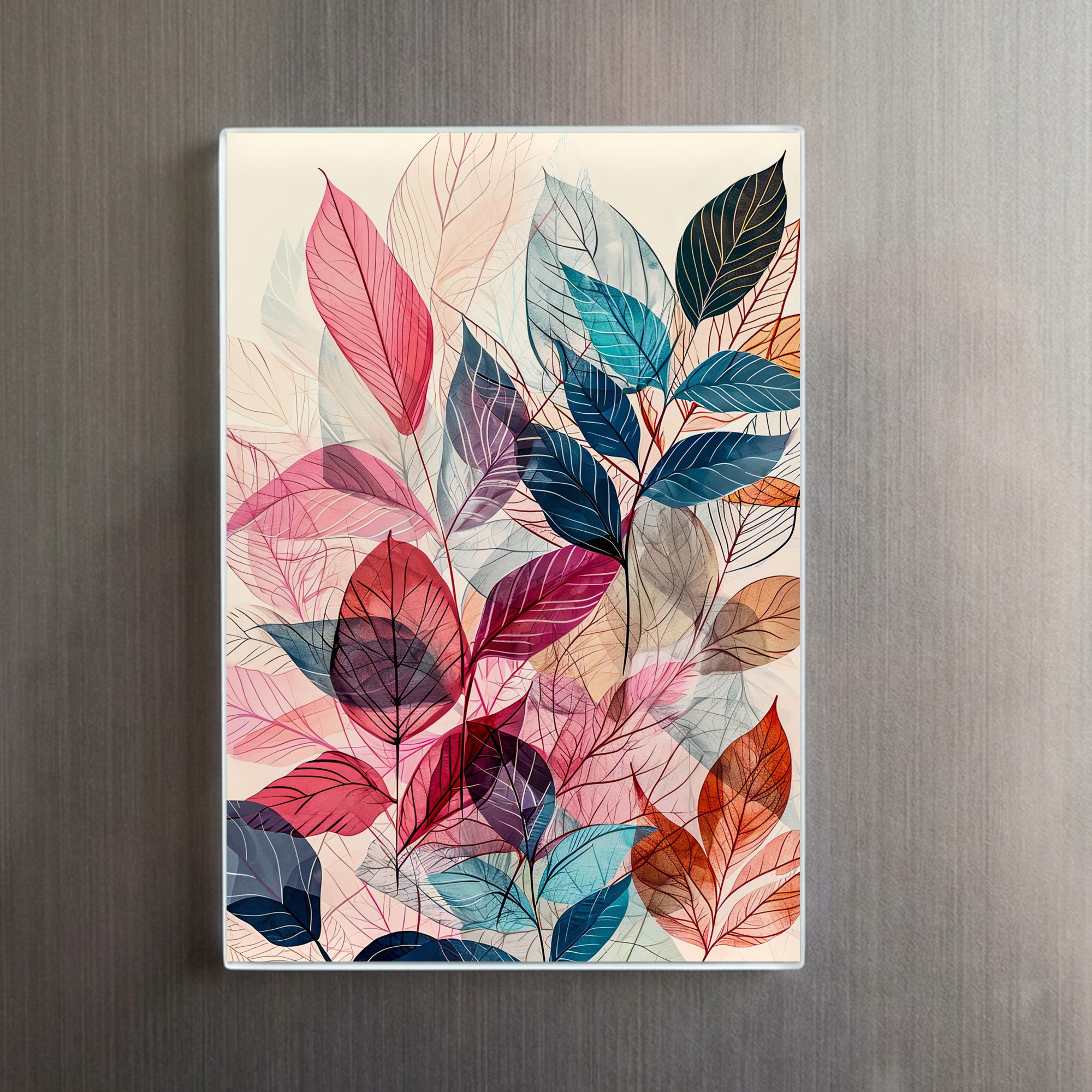 raxxa Glas-Magnet: Pastel-Colored Watercolor Illustration of Vibrant Leaves – Bild 2