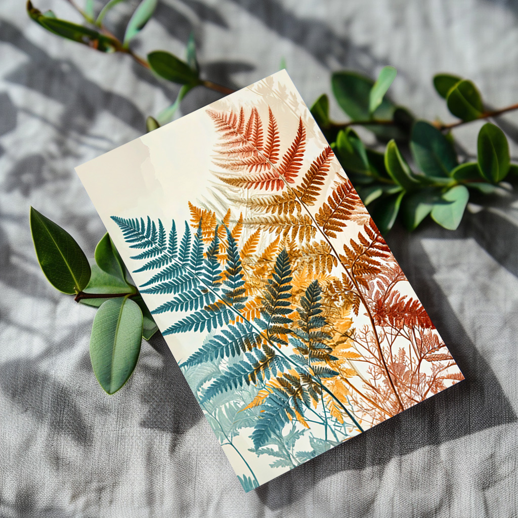 raxxa Postkarte: Pastel-Colored Watercolor Illustration of Vibrant Fern Leaves - immagine 2