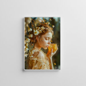 raxxa Glas-Magnet: Queen Bee Woman Posing with Honeybees and Honey