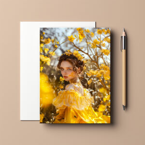 raxxa Postkarte: Queen Bee Woman Posing with Honeybees and Honey