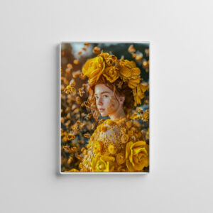 raxxa Glas-Magnet: Queen Bee Woman Posing with Honeybees and Honey