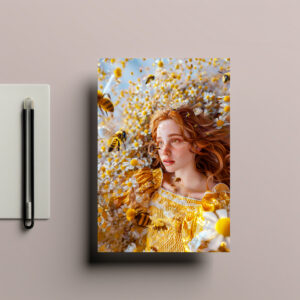 raxxa Postkarte: Queen Bee Woman Posing with Honeybees and Honey