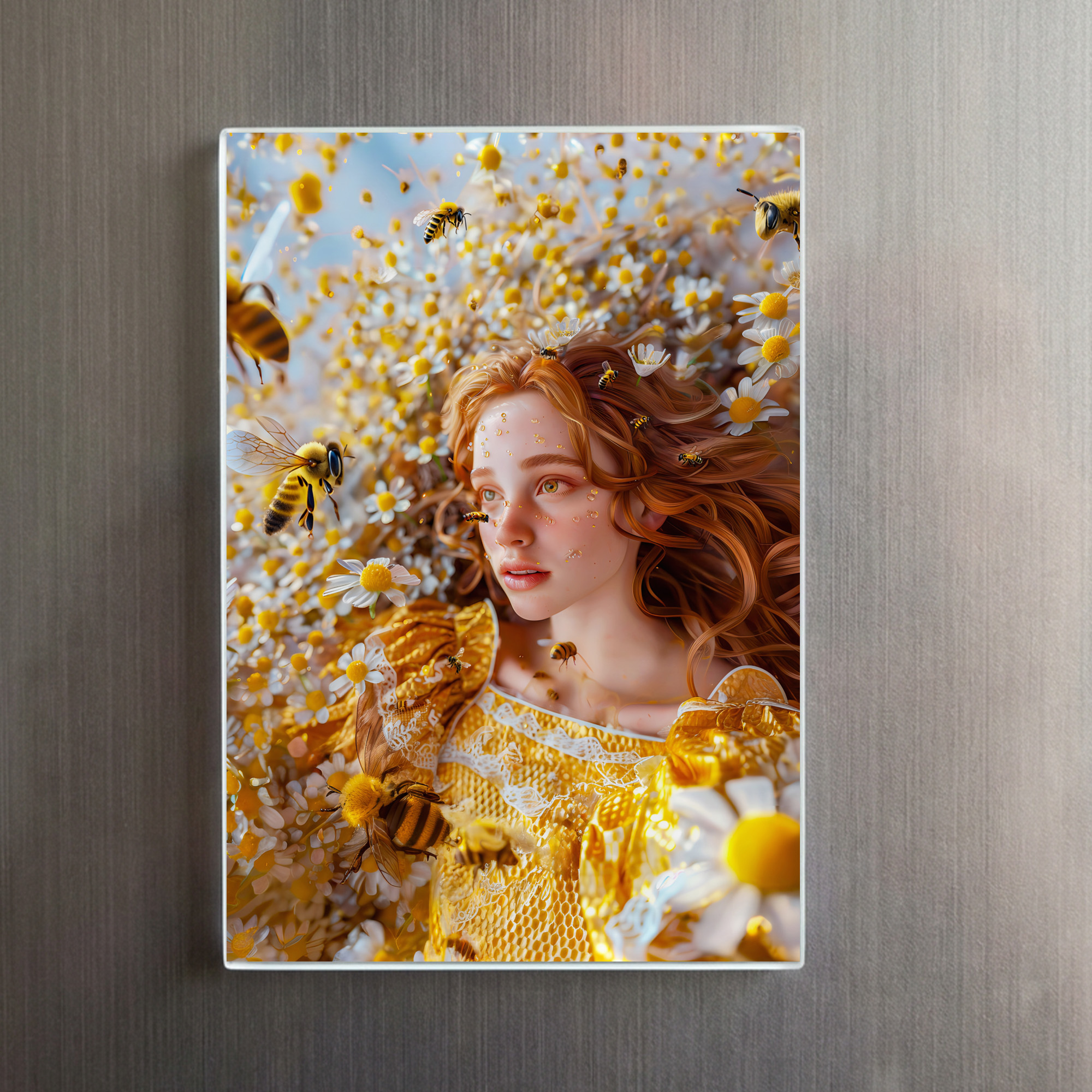 raxxa Glas-Magnet: Queen Bee Woman Posing with Honeybees and Honey – Bild 2