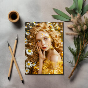 raxxa Postkarte: Queen Bee Woman Posing with Honeybees and Honey