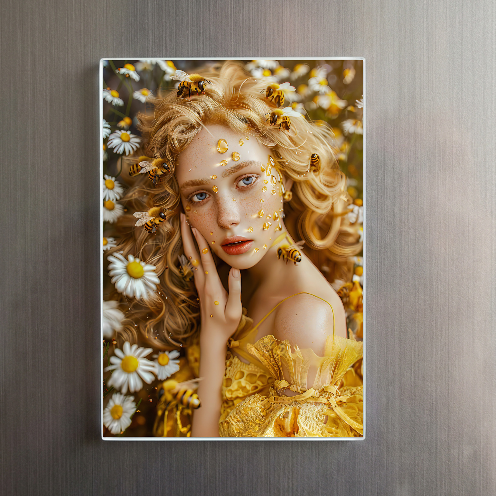 raxxa Glas-Magnet: Queen Bee Woman Posing with Honeybees and Honey – Bild 2