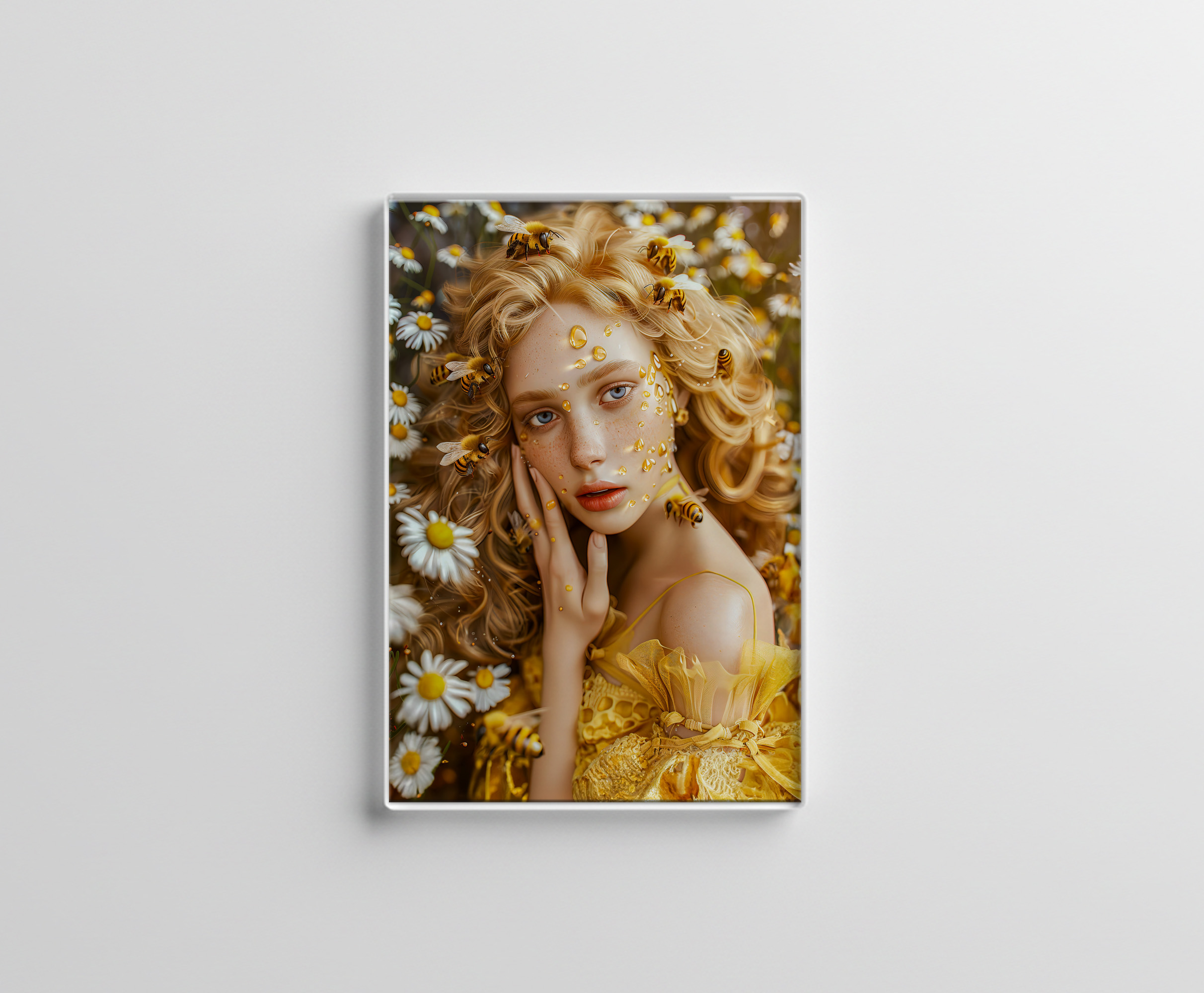 raxxa Glas-Magnet: Queen Bee Woman Posing with Honeybees and Honey