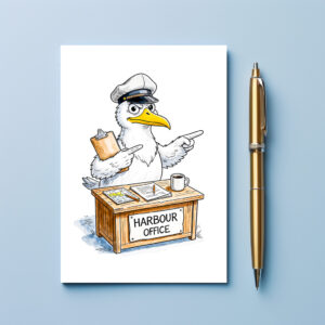 raxxa Postkarte: Comic Bird Harbour Officer