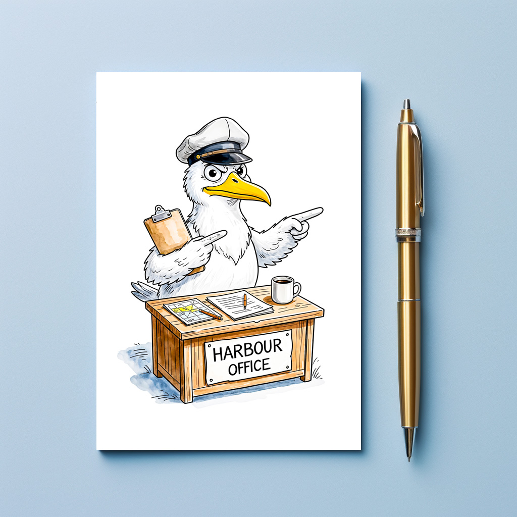 raxxa Postkarte: Comic Bird Harbour Officer
