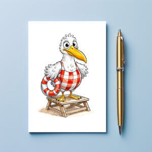 raxxa Postkarte: Seagull Comic Lifeguard Bird