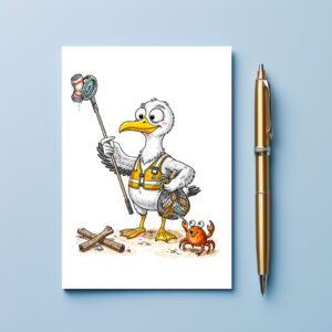 raxxa Postkarte: Comic Bird Beach Cleanup Crew
