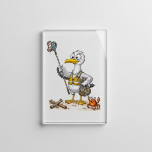raxxa Glas-Magnet: Comic Bird Beach Cleanup Crew