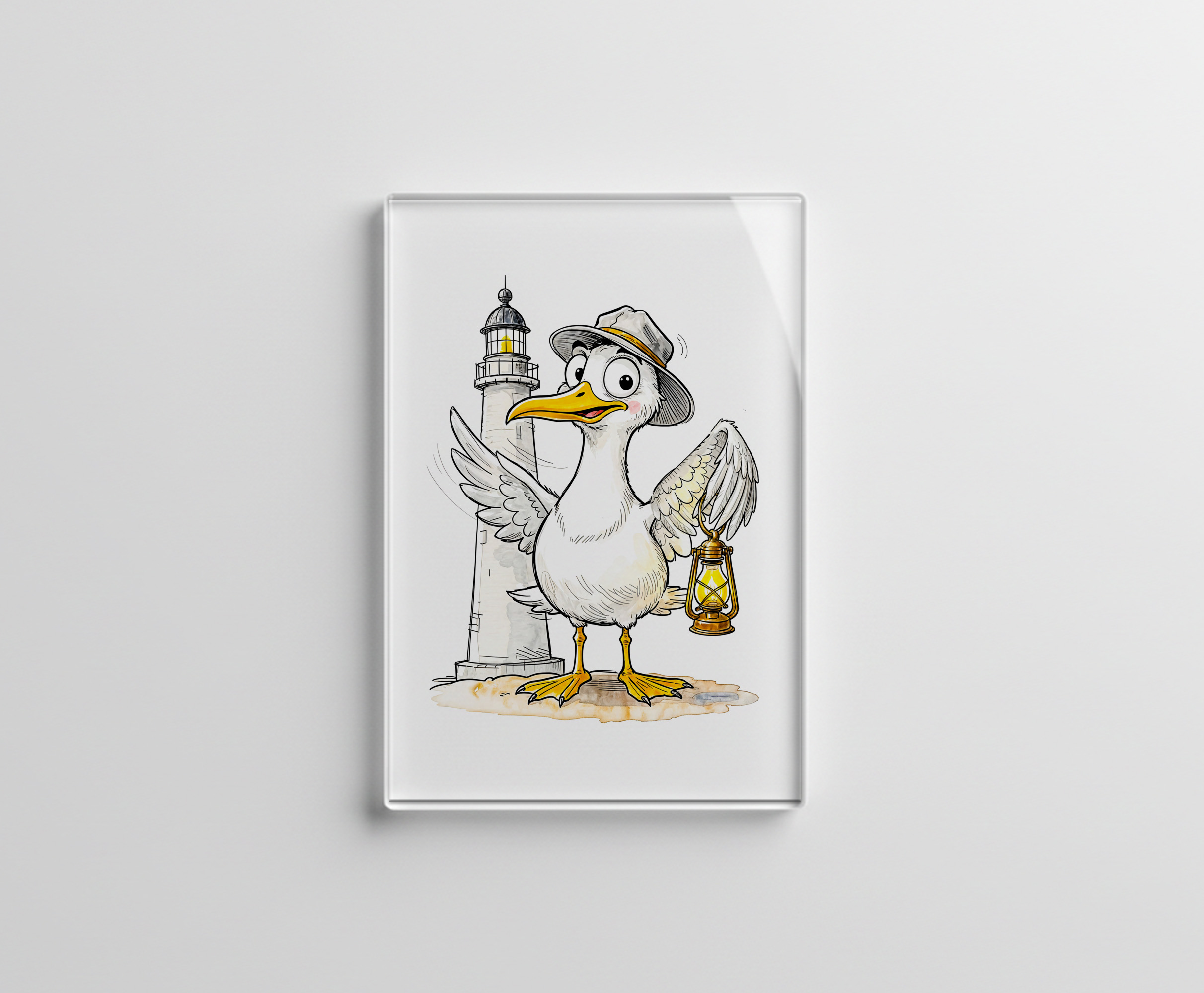 raxxa Glas-Magnet: Seagull Comic Lighthouse Lantern