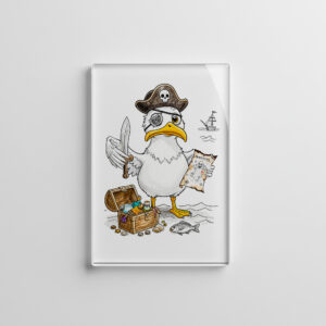 raxxa Glas-Magnet: Comic Pirate Bird Treasure Hunt