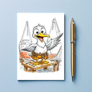 raxxa Postkarte: Comic Bird Shipyard Worker