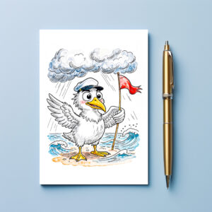 raxxa Postkarte: Comic Bird Beach Wind Check