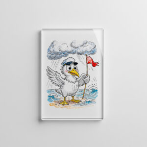 raxxa Glas-Magnet: Comic Bird Beach Wind Check
