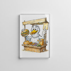 raxxa Glas-Magnet: Comic Bird at Fish Stand