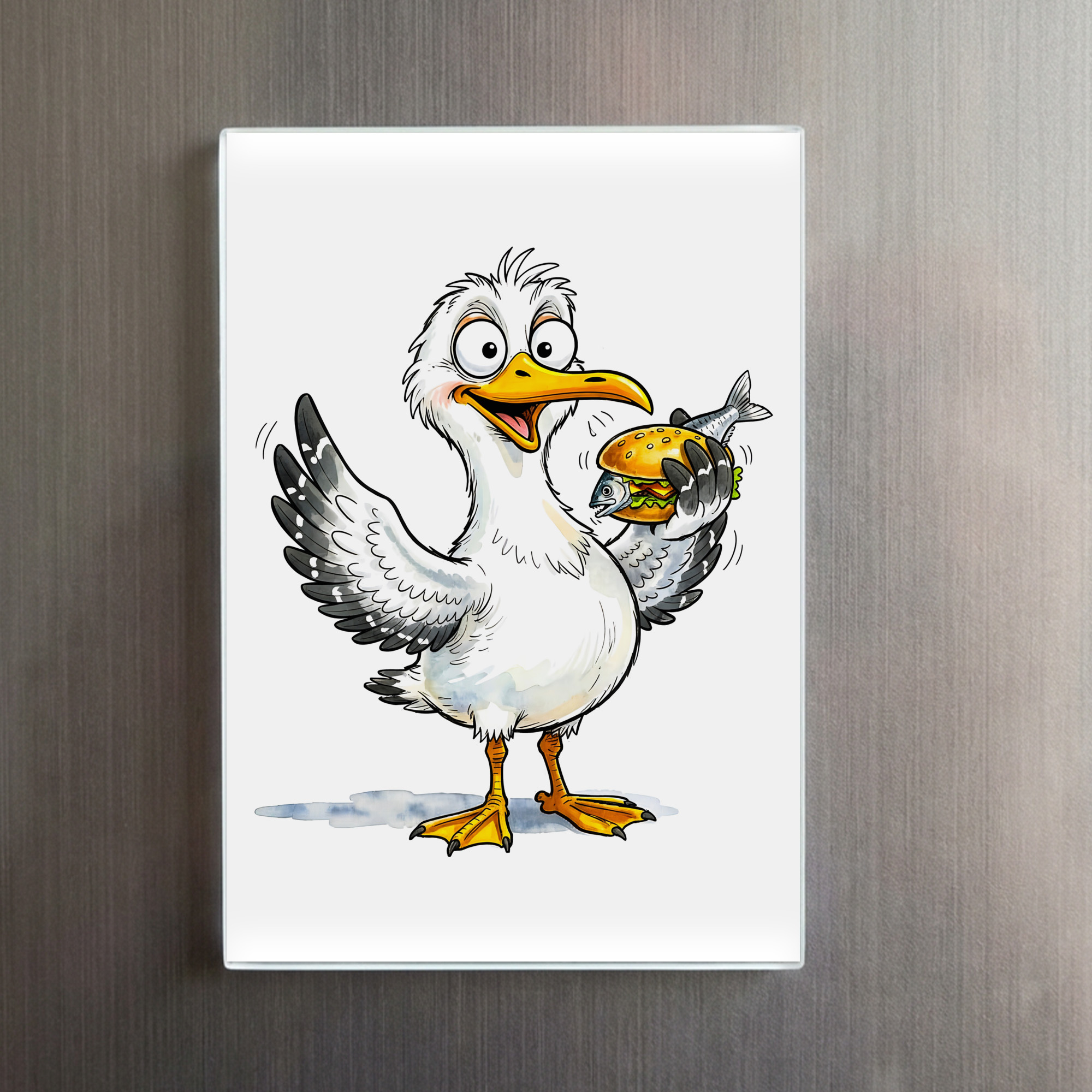 raxxa Glas-Magnet: Seagull Holding Fish Sandwich at the Coast – Bild 2