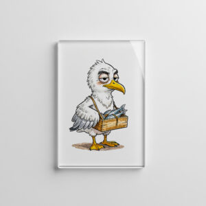 raxxa Glas-Magnet: Seagull Carrying Fish Crate at the Coast