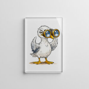 raxxa Glas-Magnet: Seagull Looking Through Binoculars at the Coast