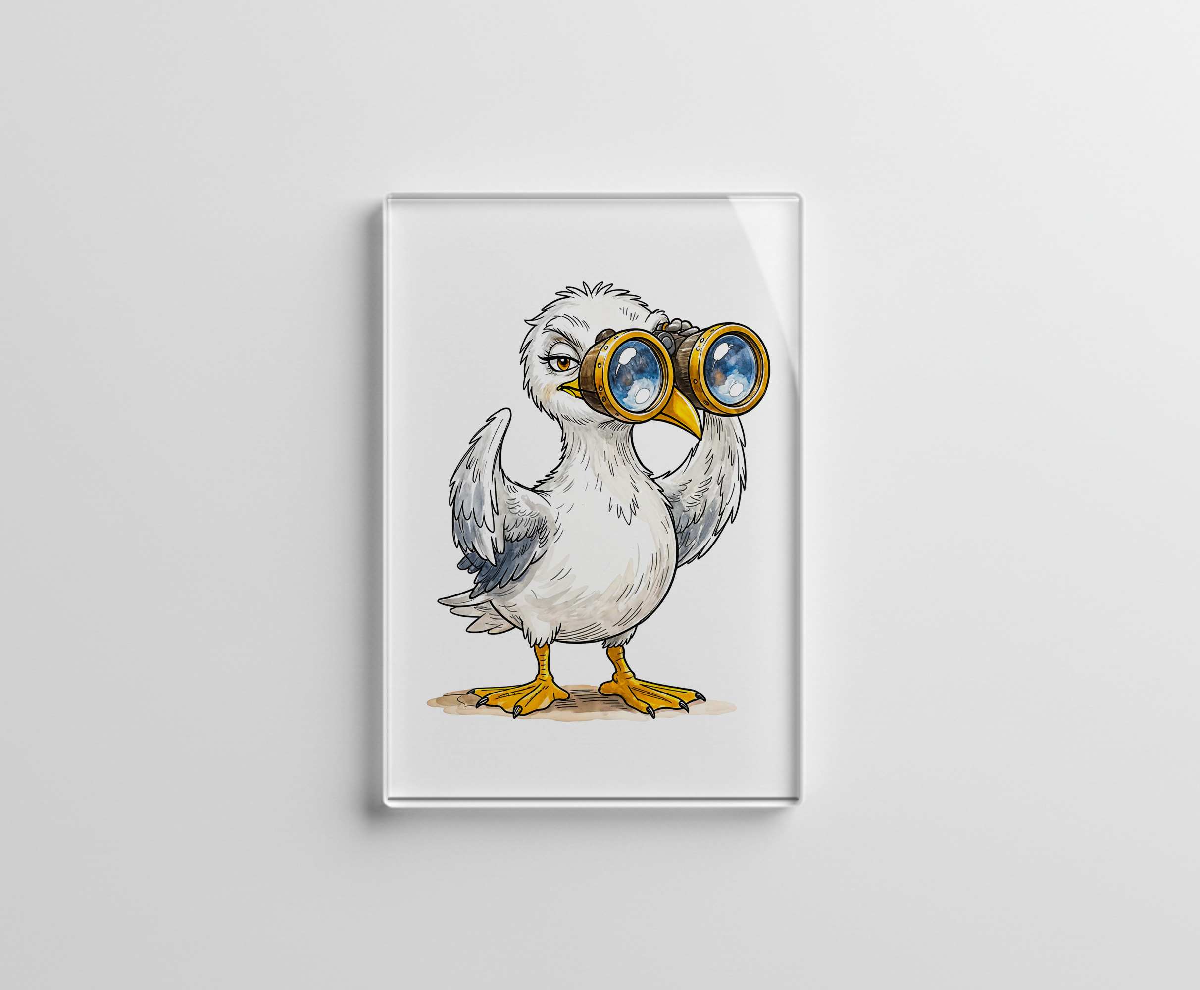 raxxa Glas-Magnet: Seagull Looking Through Binoculars at the Coast