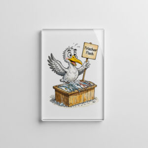 raxxa Glas-Magnet: Seagull at Fresh Fish Stand on the Coast