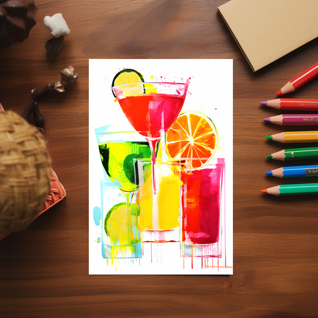 raxxa Postkarte: Ethereal Drinks Abstract Paintings of Colorful Cocktails.