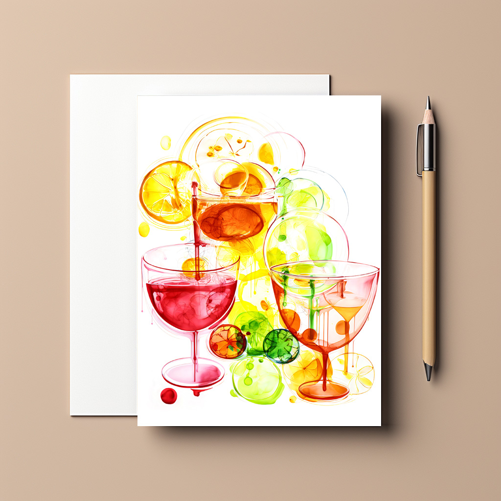 raxxa Postkarte: Abstract Strokes of Flavor Colorful Cocktails Unleashed