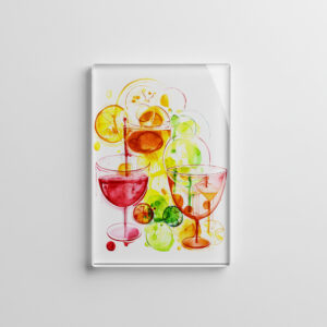 raxxa Glas-Magnet: Abstract Strokes of Flavor Colorful Cocktails Unleashed