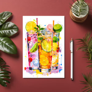 raxxa Postkarte: Abstract Mixes A Symphony of Colors in Cocktail Art.