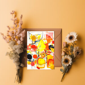 raxxa Postkarte: Abstract Drink Palette Dazzling Colors in Cocktail Art.