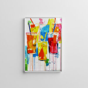 raxxa Glas-Magnet: Chromatic Libations Abstractly Painted Vibrant Cocktails.