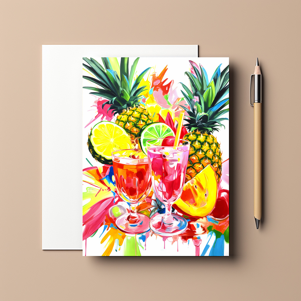 raxxa Postkarte: Colorful Abstract Mixology Vividly Painted Cocktail Creations.