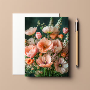 raxxa Postkarte: Peach and Orange Poppy Bouquet Still Life