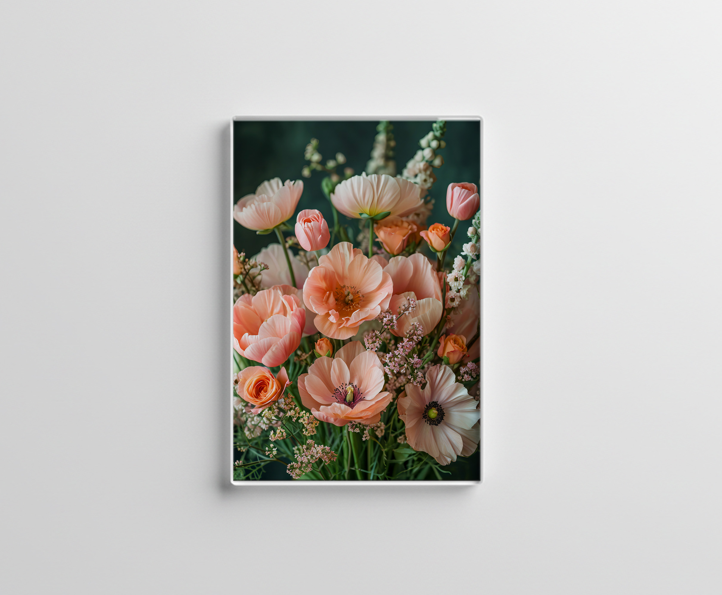 raxxa Glas-Magnet: Peach and Orange Poppy Bouquet Still Life