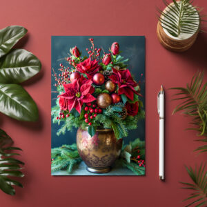 raxxa Postkarte: Festive Holiday Floral Arrangement Still Life