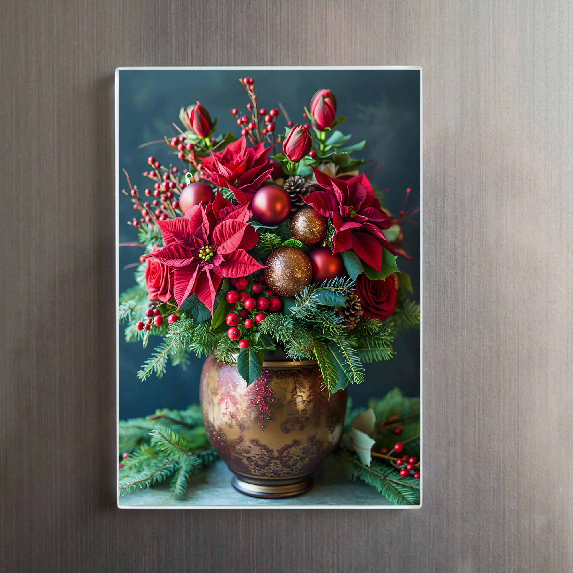 raxxa Glas-Magnet: Festive Holiday Floral Arrangement Still Life - immagine 2
