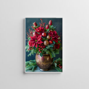 raxxa Glas-Magnet: Festive Holiday Floral Arrangement Still Life