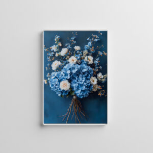 raxxa Glas-Magnet: Blue Hydrangea and White Rose Bouquet Still Life