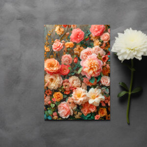 raxxa Postkarte: Peach and Cream Rose Bouquet Still Life