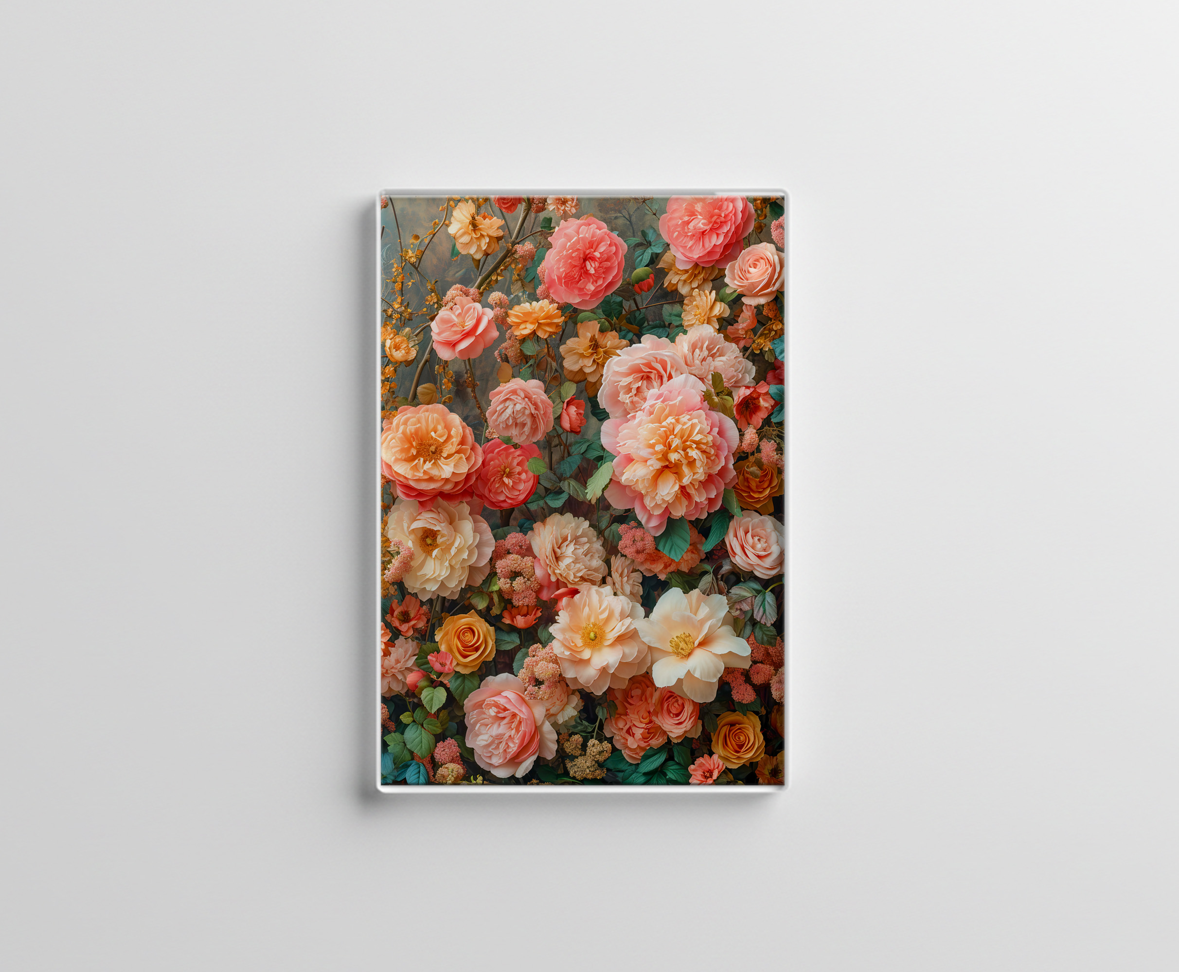 raxxa Glas-Magnet: Peach and Cream Rose Bouquet Still Life