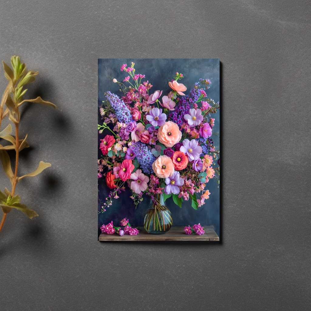 raxxa Postkarte: Colorful Mixed Flower Bouquet Still Life