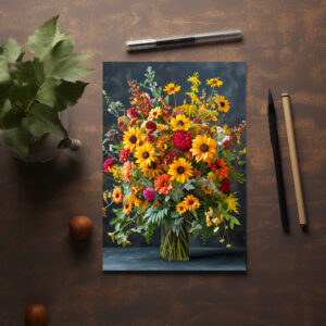 raxxa Postkarte: Summer Still Life with Sunflowers and Zinnias