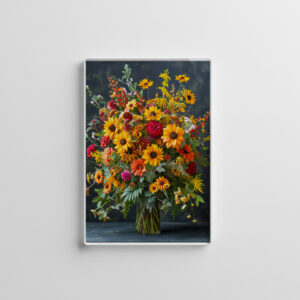 raxxa Glas-Magnet: Summer Still Life with Sunflowers and Zinnias