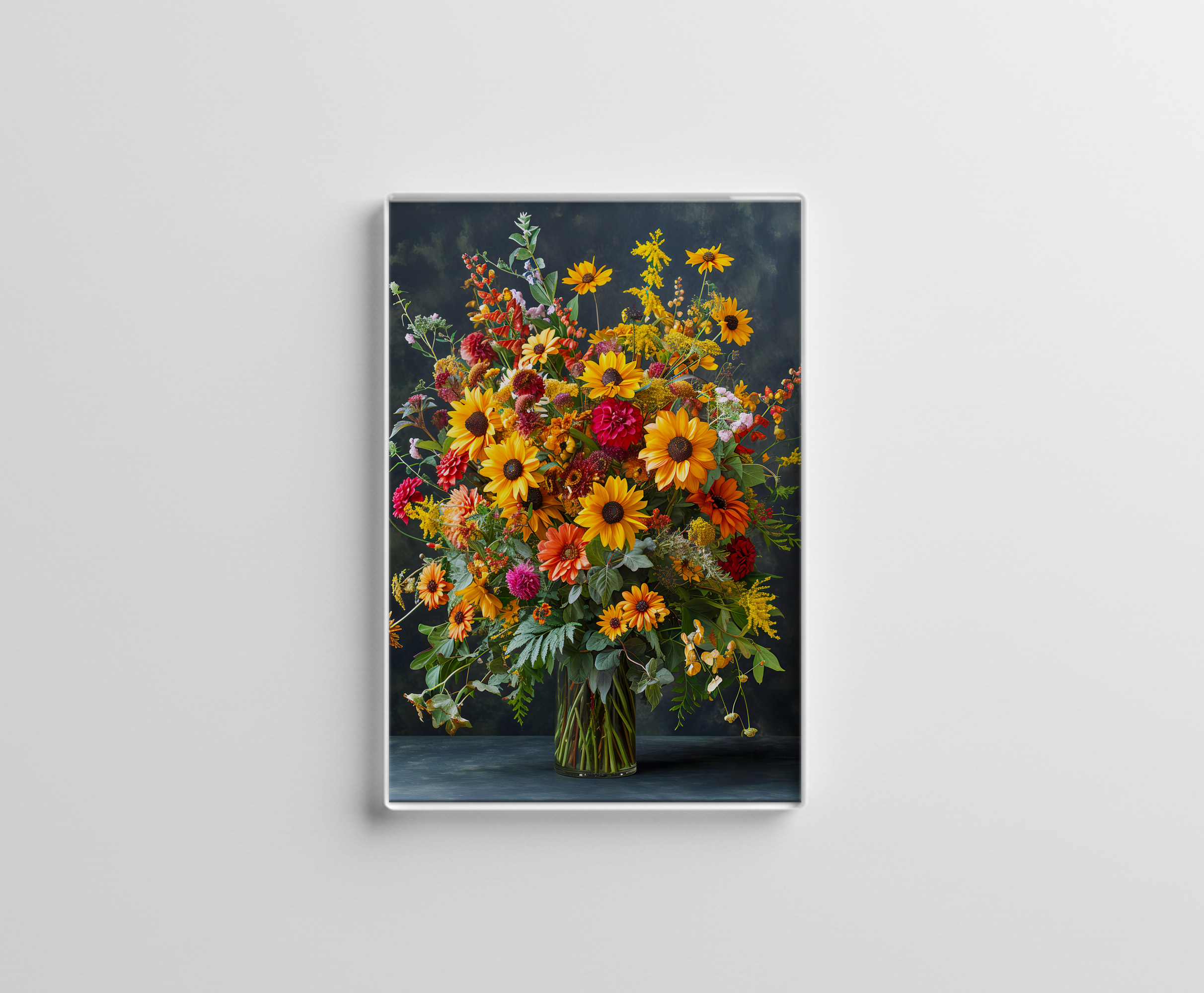 raxxa Glas-Magnet: Summer Still Life with Sunflowers and Zinnias