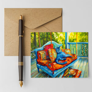 raxxa Postkarte: Cat is Grooming on Swing