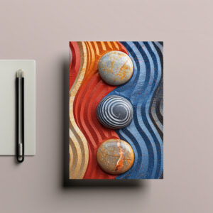 raxxa Postkarte: Bunte Zen-Steine im Sandmuster II